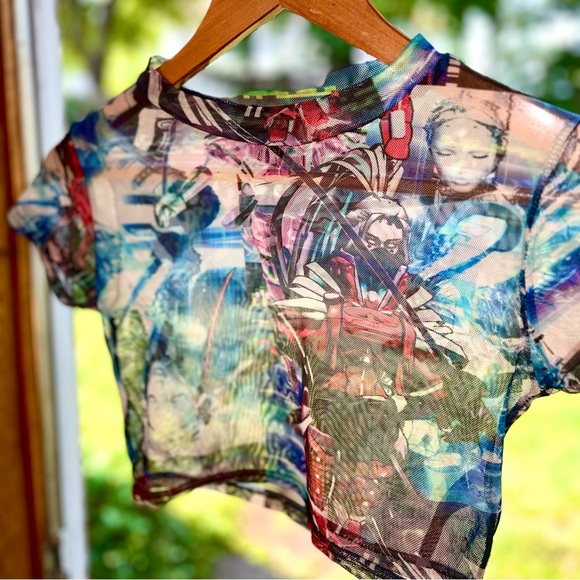 Anime Mesh Cropped Tee - Picture 2 of 4